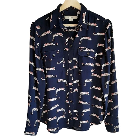 LOFT | Leopard Print Button Down Blouse Top - Picture 2 of 6